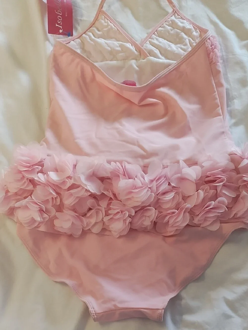 Isobella & Chloe Pale Pink Floral Ruffle Halter One-Piece Bodysuit